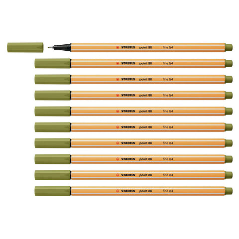 Stabilo | Point 88 | Fineliner | Mud Green | Pack Of 10