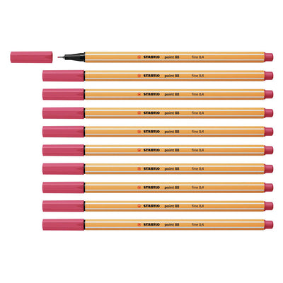 Stabilo | Point 88 | Fineliner | Strawberry Red | Pack Of 10