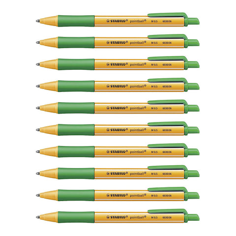Stabilo | Pointball | Ballpoint Pen | Green | Pack Of 10