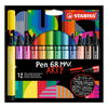 Stabilo | Premium Fibre-tip Pen | With Chisel Tip | Pen 68 Max Arty | Pack Of 12 | Assorted Colours