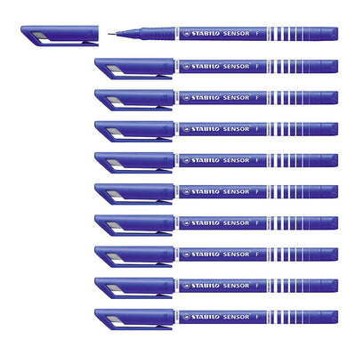 Stabilo | Sensor Pen | Fine Tip | Blue | Pack Of 10
