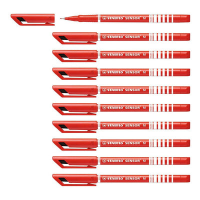 Stabilo | Sensor Pen | Medium Tip | Red | Pack Of 10