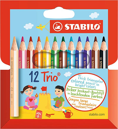 Stabilo | Trio Thick Colured Pencils | Pack of 12 Colours