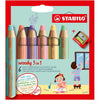 Stabilo | Woody 3 in 1 Duo | Pack of 10 Colors With Sharpener