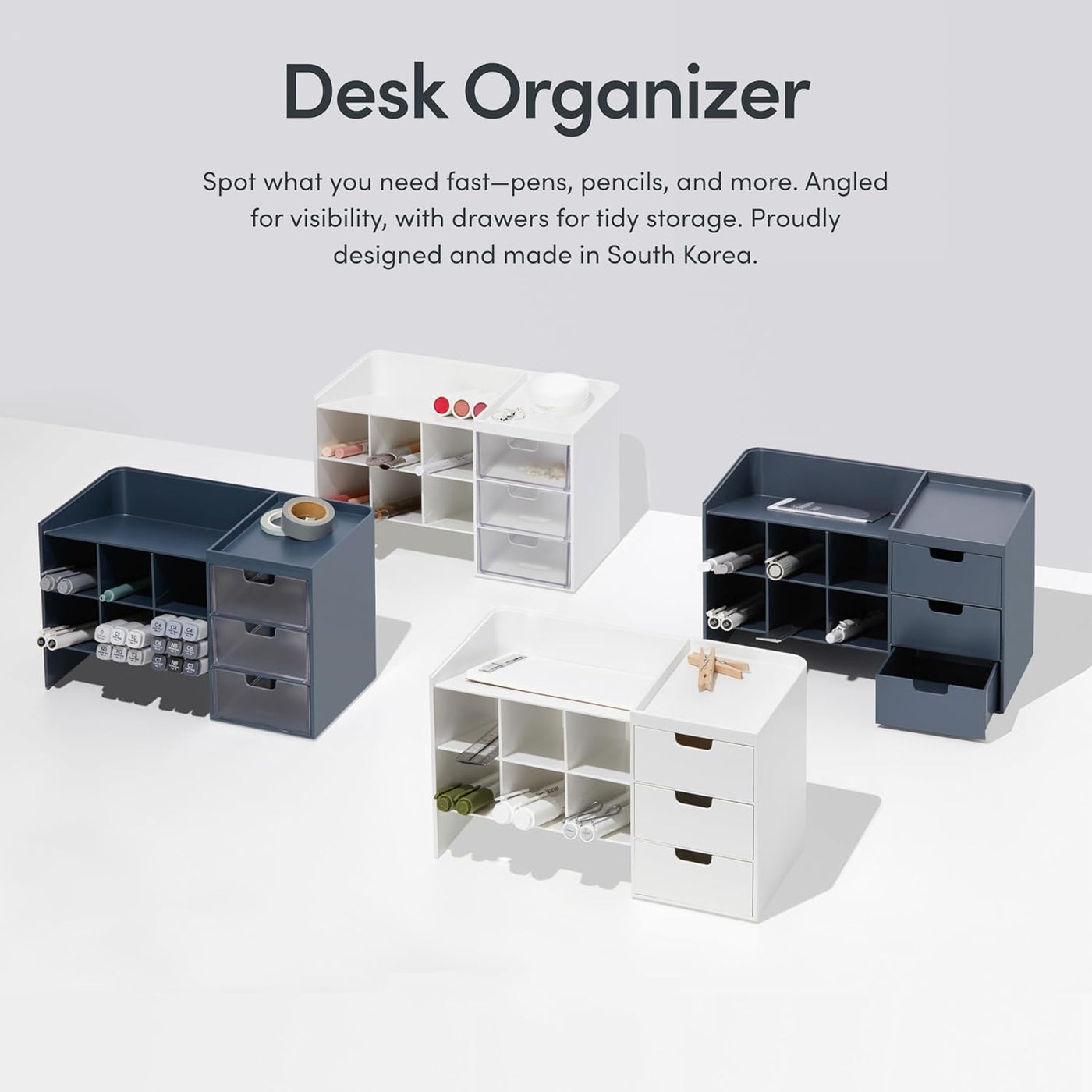 Sysmax Hive Stack Sysmax Hive Stack Desk Organizer – 3 Transparent Drawers