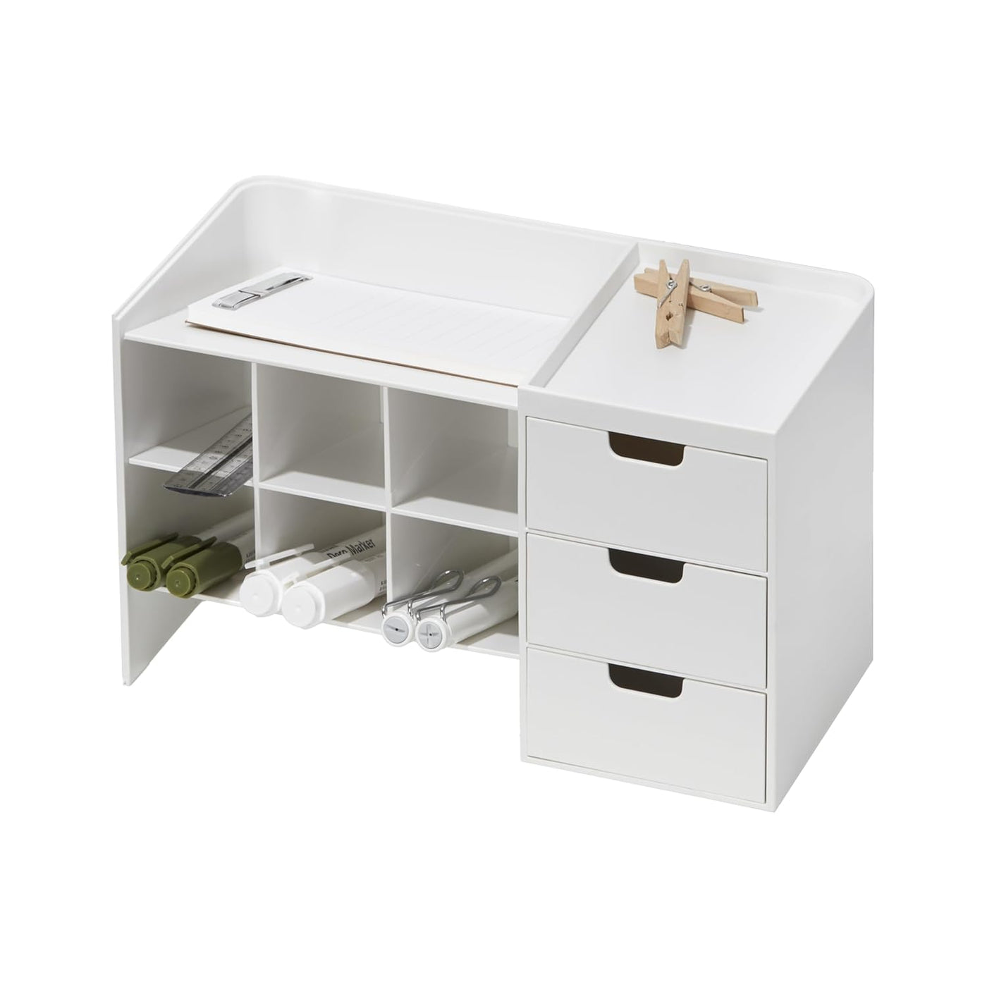 Sysmax Hive Stack Modular Desk Organizer – White with 3 Drawers - penpencilink