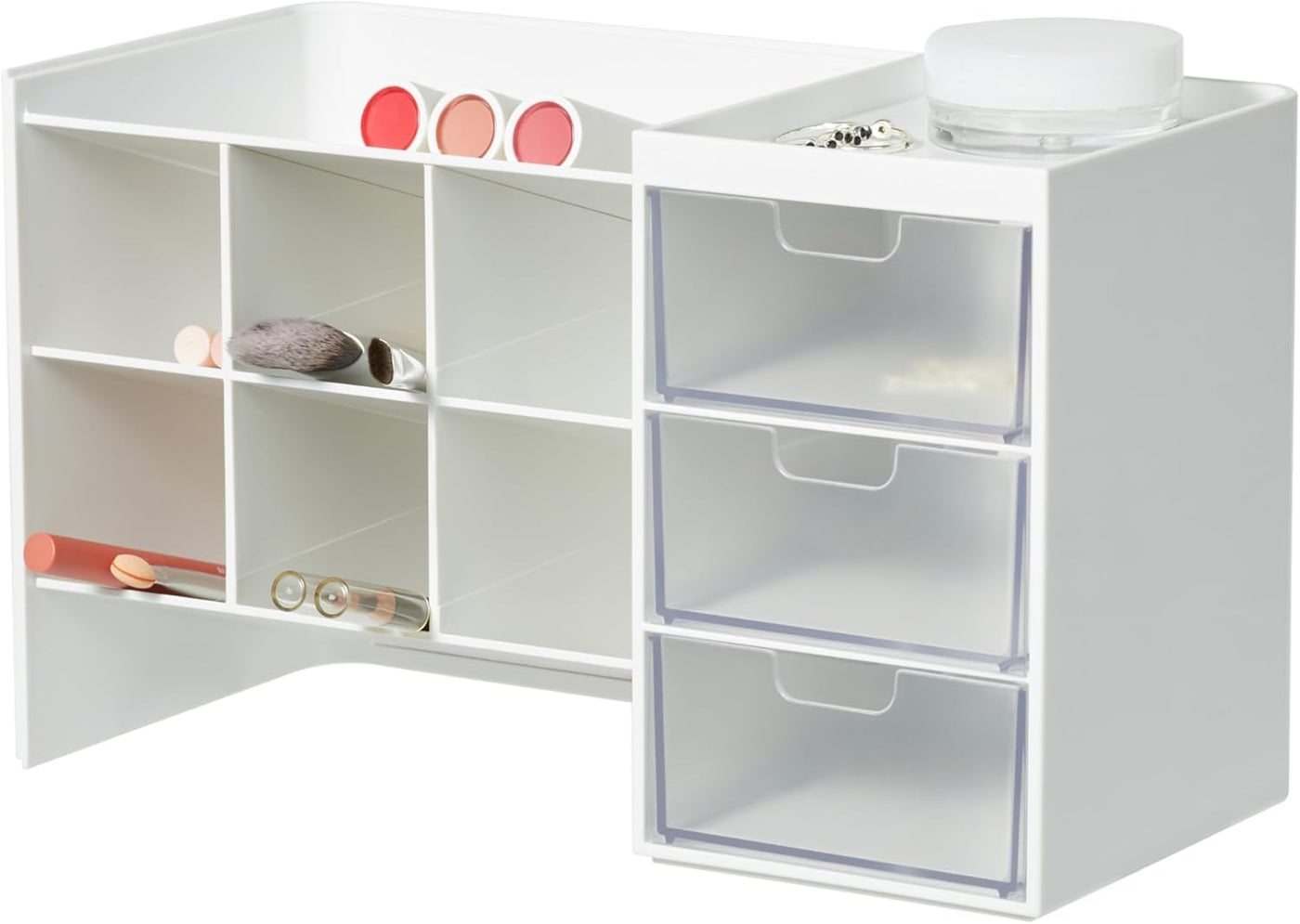 Sysmax Hive Stack Modular Desk Organizer – White with 3 Transparent Drawers - penpencilink