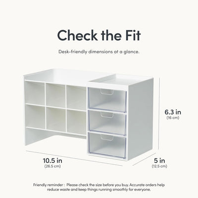 Sysmax Hive Stack Modular Desk Organizer – White with 3 Transparent Drawers - penpencilink