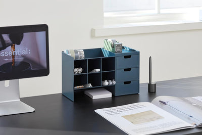 Sysmax Hive Stack Modular Desk Organizer with 3 Drawers – Persian Blue - penpencilink