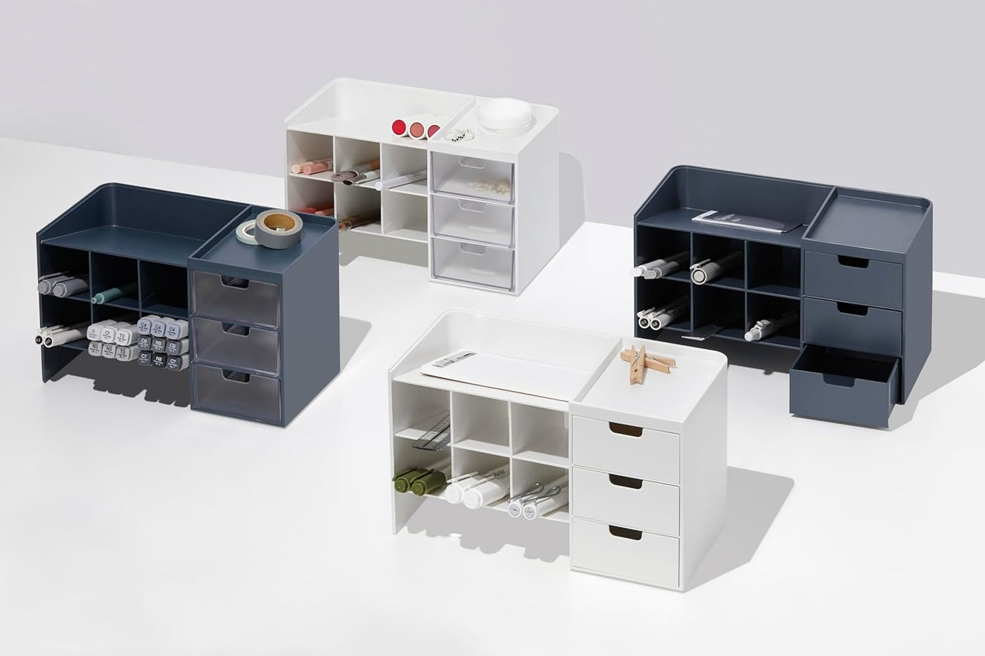 Sysmax Hive Stack Modular Desk Organizer with 3 Drawers – Persian Blue - penpencilink