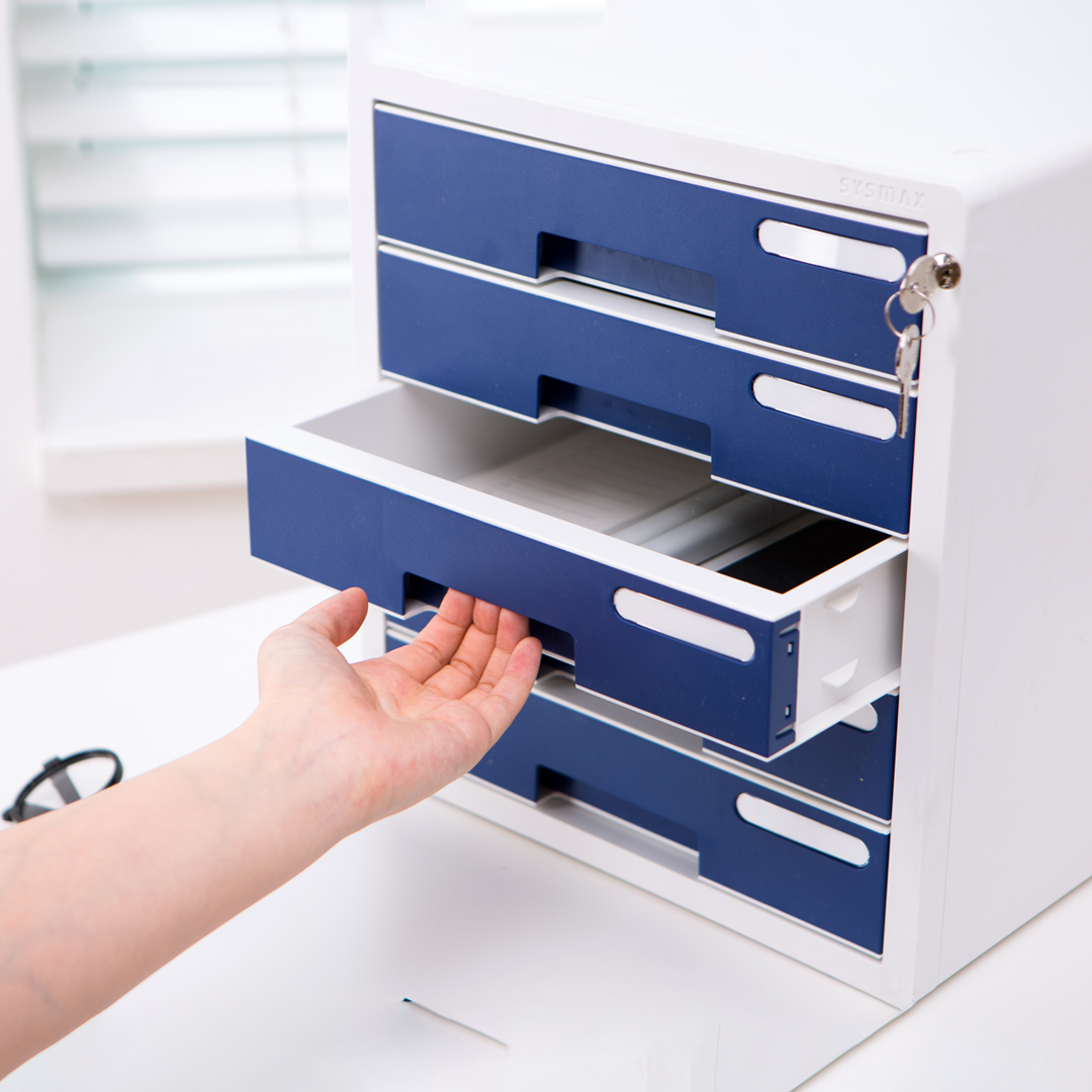 Sysmax | Lockable File Cabinet | 5 Drawers | Navy Blue|Deluxe Color | For Office School  & Hospital