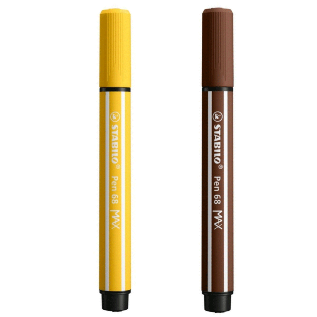 Stabilo | Pen 68 | Max Arty | Yellow And Brown | Pack of 2