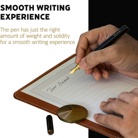 Ystudio | Fountain Pen | Black Hexogon | Classic Revolve | Brass Body | Medium Nib