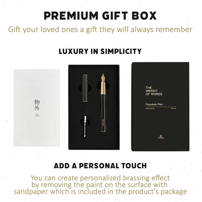 Ystudio | Fountain Pen | Black Hexogon | Classic Revolve | Brass Body | Medium Nib