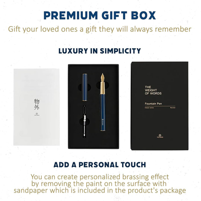 Ystudio | Fountain Pen | Blue Hexogon | Classic Revolve | Brass Body | Medium Nib