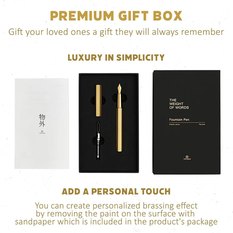 Ystudio | Fountain Pen | Brass Hexogon | Classic Revolve | Brass Body | Medium Nib