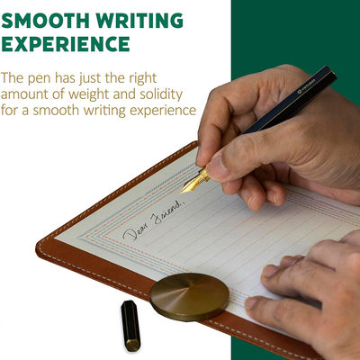 Ystudio | Fountain Pen | Green Hexogon | Classic Revolve | Brass Body | Medium Nib
