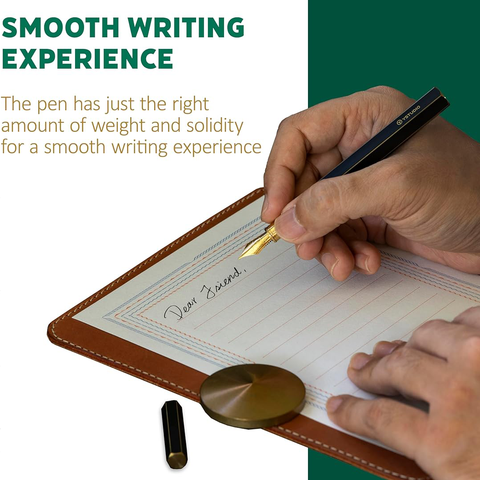 Ystudio | Fountain Pen | Green Hexogon | Classic Revolve | Brass Body | Medium Nib