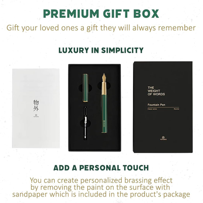 Ystudio | Fountain Pen | Green Hexogon | Classic Revolve | Brass Body | Medium Nib