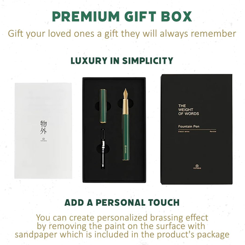 Ystudio | Fountain Pen | Green Hexogon | Classic Revolve | Brass Body | Medium Nib