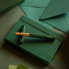 Ystudio | Fountain Pen | Green Hexogon | Classic Revolve | Brass Body | Medium Nib