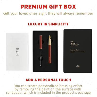 Ystudio | Fountain Pen | Red Hexogon | Classic Revolve | Brass Body | Medium Nib