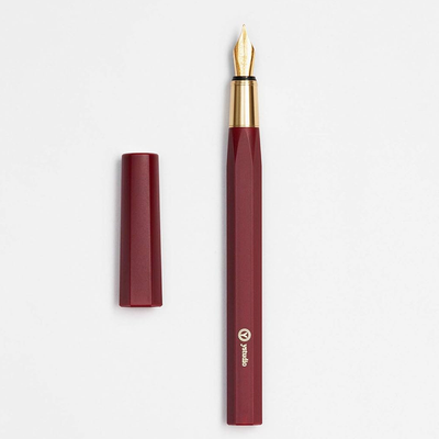 Ystudio | Fountain Pen | Resin Series | Acrylic Brass Red | Medium Nib