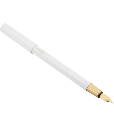 Ystudio | Fountain Pen | Resin Series | Acrylic Brass White | Fine Nib