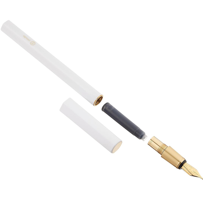 Ystudio | Fountain Pen | Resin Series | Acrylic Brass White | Fine Nib