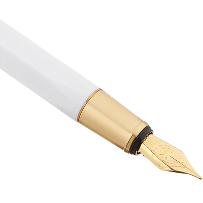 Ystudio | Fountain Pen | Resin Series | Acrylic Brass White | Fine Nib