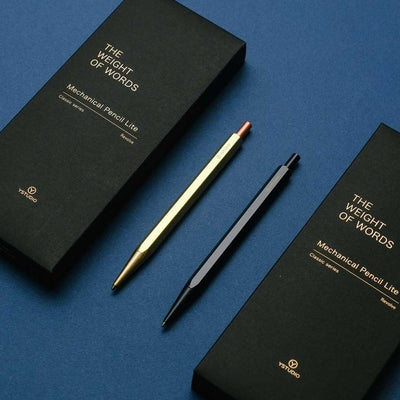Ystudio | Mechanical Pencil | 0.7mm | Classic Revolve | Brass | Black | Pack of 1