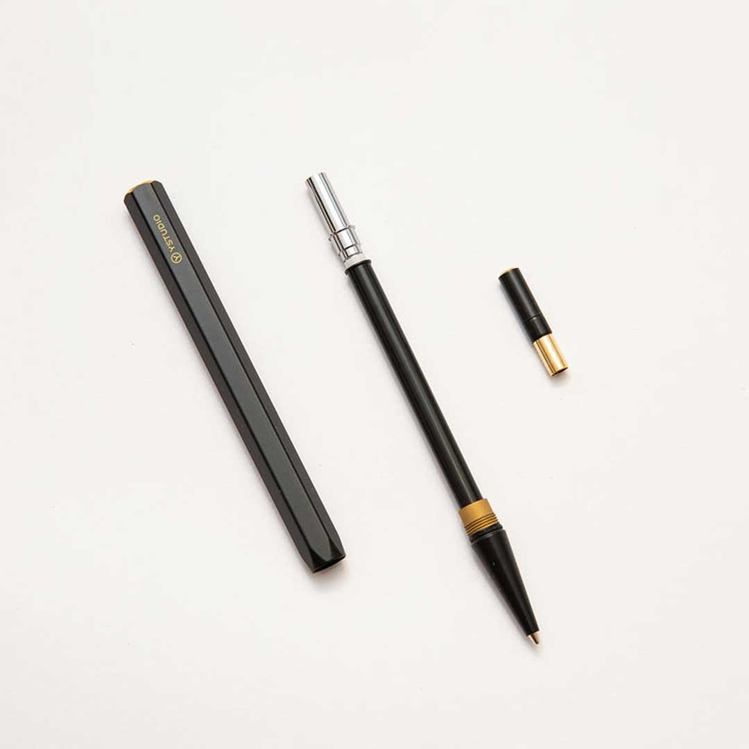 Ystudio | Mechanical Pencil | 0.7mm | Classic Revolve | Brass | Black | Pack of 1
