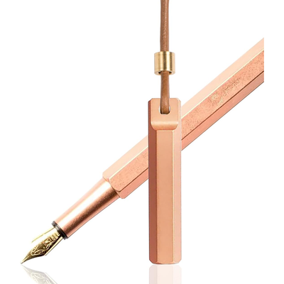 Ystudio | Portable Fountain Ink Pen | Metal Copper Body | Fine Nib with Gold Plating | Classic Revolve Series