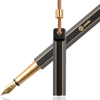 Ystudio | Portable Fountain Pen | Black Metal | Brass Body | Medium Nib | Classic Revolve Series