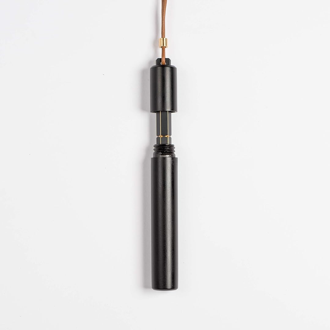 Ystudio | Portable Fountain Pen | Black Metal | Brass Body | Medium Nib | Classic Revolve Series