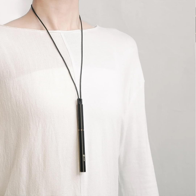 Ystudio | Portable Fountain Pen | Black Metal | Brass Body | Medium Nib | Classic Revolve Series
