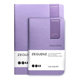 Zequenz A5 & A6- Lavender Purple Notebook Set Ruled Acid Free Paper 200 Pages Each 80GSM 360 Degree Flexibility 100% Handmade Fountain Pen Friendly Color Series Pack of 2 Notebooks