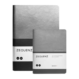 Zequenz A5 & A6 Size Notebook Set Pack of 2 Squared & Blank Acid Free Paper 400 Pages Each Book 70GSM 360 Degree Flexibility 100% Handmade Basic Plus Series Silver Grey Book