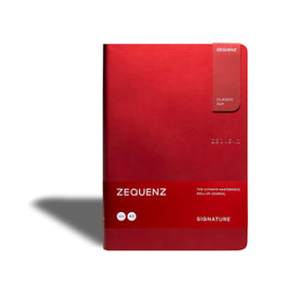 Zequenz A5 Size Red Notebook Journal Blank Acid Free Paper 280 Pages 100GSM 360 Degree Flexibility 100% Handmade PU and White paper Classic Signature Series Bookmark Included
