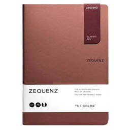 Zequenz A5 Size Terra Brown Slim Notebook Squared Acid Free Paper 200 Pages 80GSM 360 Degree Flexibility 100% Handmade Fountain Pen Friendly Color Series Bookmark Included