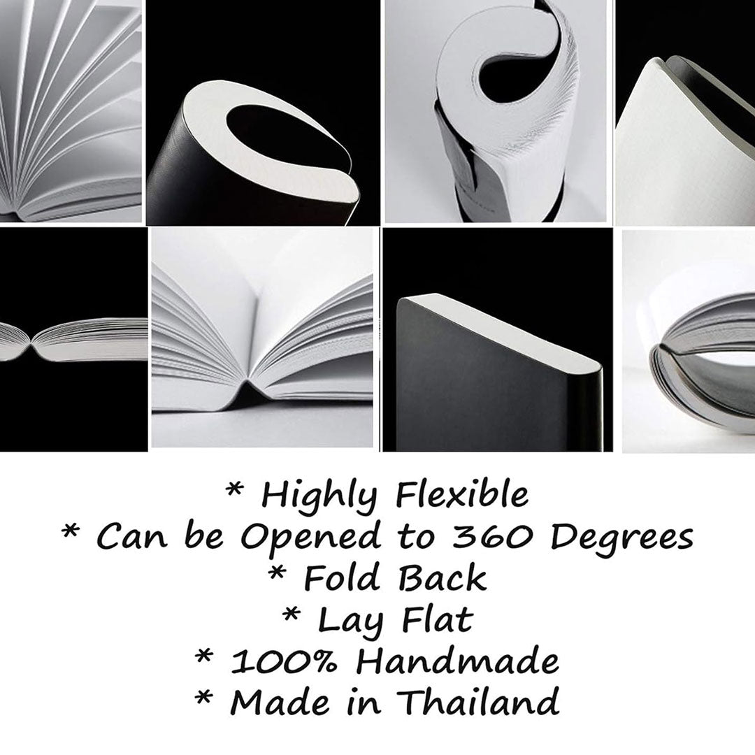 Zequenz A6 Size White Silver Notebook Squared & Blank Acid Free Paper 200 Pages each Ruling 400 Pages 70GSM 360 Degree Flexibility 100% Handmade PU and White paper Basic Plus Series - penpencilink