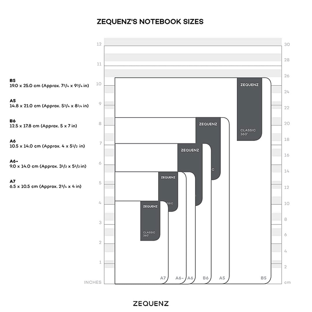 Zequenz A6 Size White Silver Notebook Squared & Blank Acid Free Paper 200 Pages each Ruling 400 Pages 70GSM 360 Degree Flexibility 100% Handmade PU and White paper Basic Plus Series - penpencilink