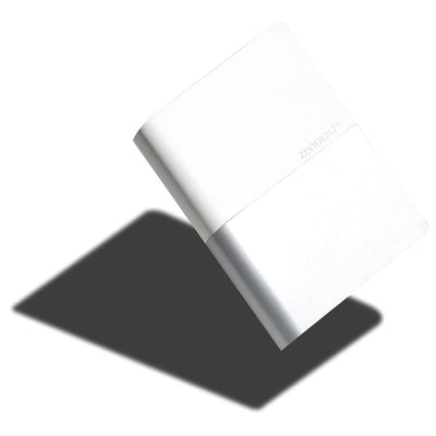 Zequenz A6 Size White Silver Notebook Squared & Blank Acid Free Paper 200 Pages each Ruling 400 Pages 70GSM 360 Degree Flexibility 100% Handmade PU and White paper Basic Plus Series - penpencilink