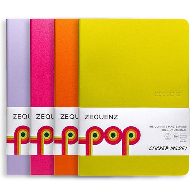 Zequenz B6 Size Notebook Set Pack of 4 Ruled Lined Paper 120 Pages Each 80GSM 360 Degree Flexibility 100% Handmade Fountain Pen Friendly POP Series Pink Orange Yellow Purple - penpencilink