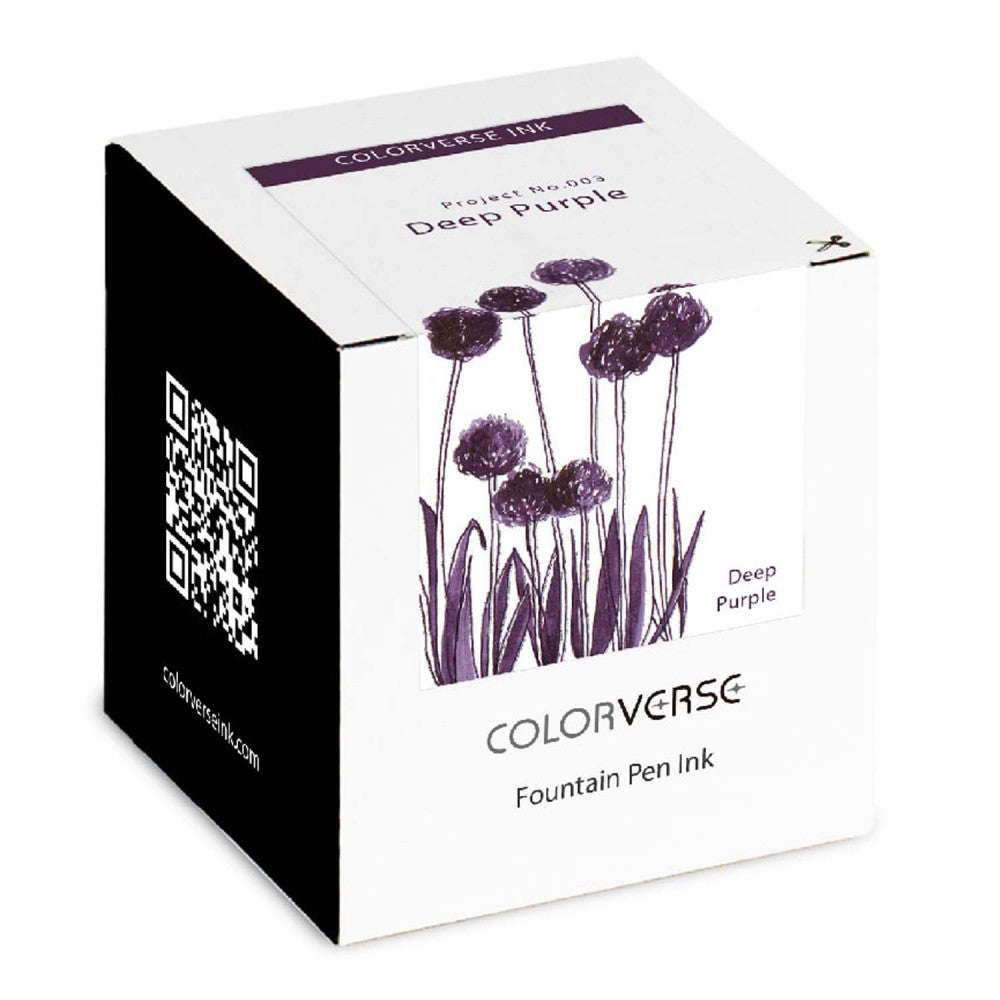 Colorverse Project Series 65 ml Deep Purple Fountain Pen Ink, Classic Bottle, Dye Based, Nontoxic