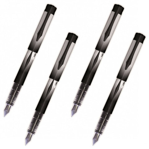 Platignum Tixx Non-Refillable Plastic Fountain Pens - Black Ink - Non-refillable - 4 Pieces