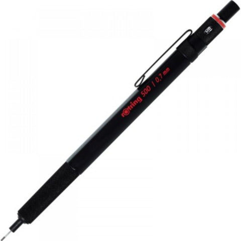 Rotring 500 Black 0.7mm Mechanical Pencil,Metal Knurling Grip,Fixed Lead Pipe.