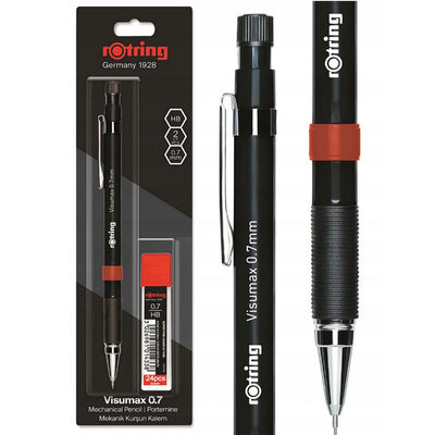 Rotring Visumax Mechanical Pencil 0.7 mm Black with 24 HB Leads Blister Pack