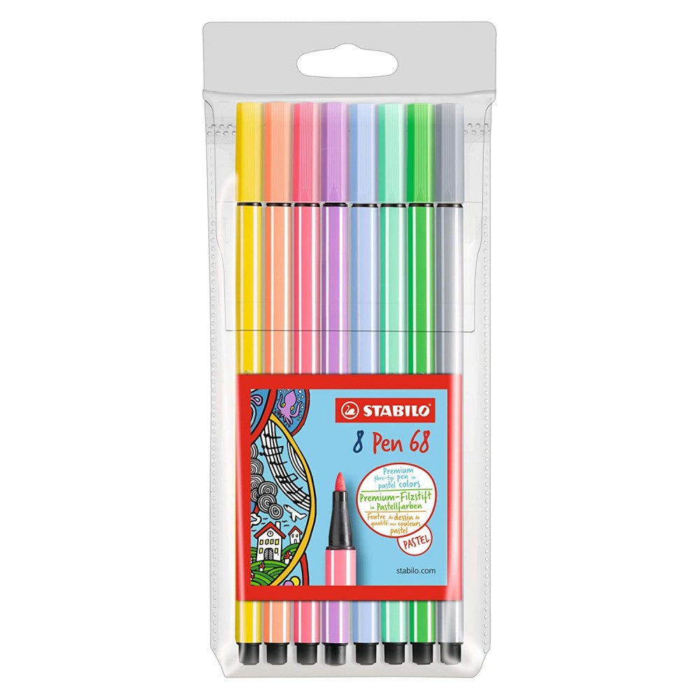 Stabilo Pen 68 - Sketch Pen - Pastel - Premium - Pack Of 8 Assorted Colours