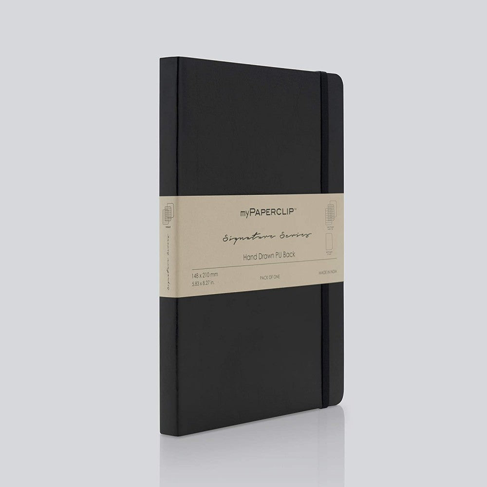 myPAPERCLIP Note Book, Signature Series, A5, (148 x 210 mm, 5.83 x 8.27 in.) Mixed, Black (SSPU192A5-M Black)